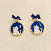 Pendientes de lazo de gato azul